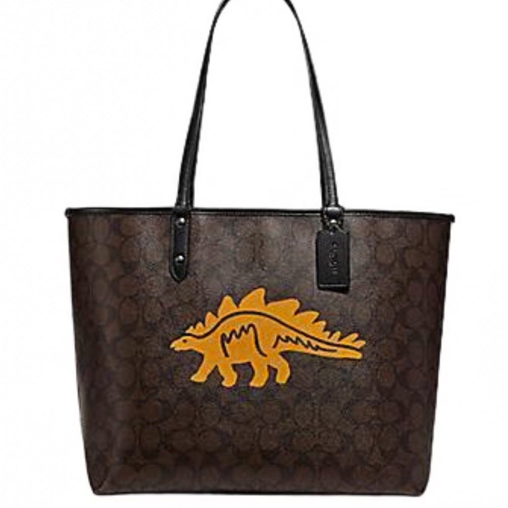 NWT Coach Signature Tote with Yellow Dinosaur Design Bag - Picture 2 of 9